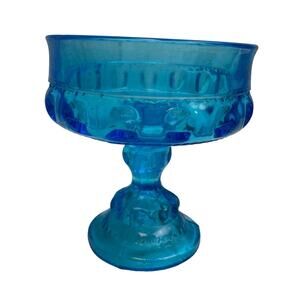 Vintage Indiana Glass Company 5" Horizon Blue Glass Wedding Bowl Original Box
